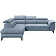 ECKSOFA Blau Mikrovelours  - Blau/Schwarz, MODERN, Kunststoff/Textil (231/274cm) - Carryhome