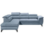 ECKSOFA Blau Mikrovelours  - Blau/Schwarz, MODERN, Kunststoff/Textil (231/274cm) - Carryhome