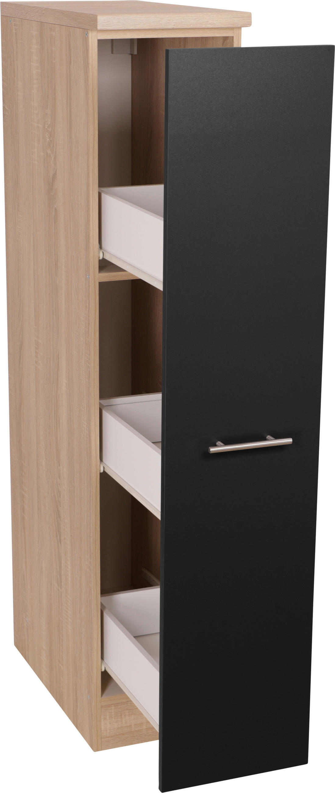 APOTHEKERSCHRANK 30/144,8/60 cm  in Schwarz, Eichefarben  - Eichefarben/Silberfarben, Basics, Holzwerkstoff/Metall (30/144,8/60cm) - Respekta