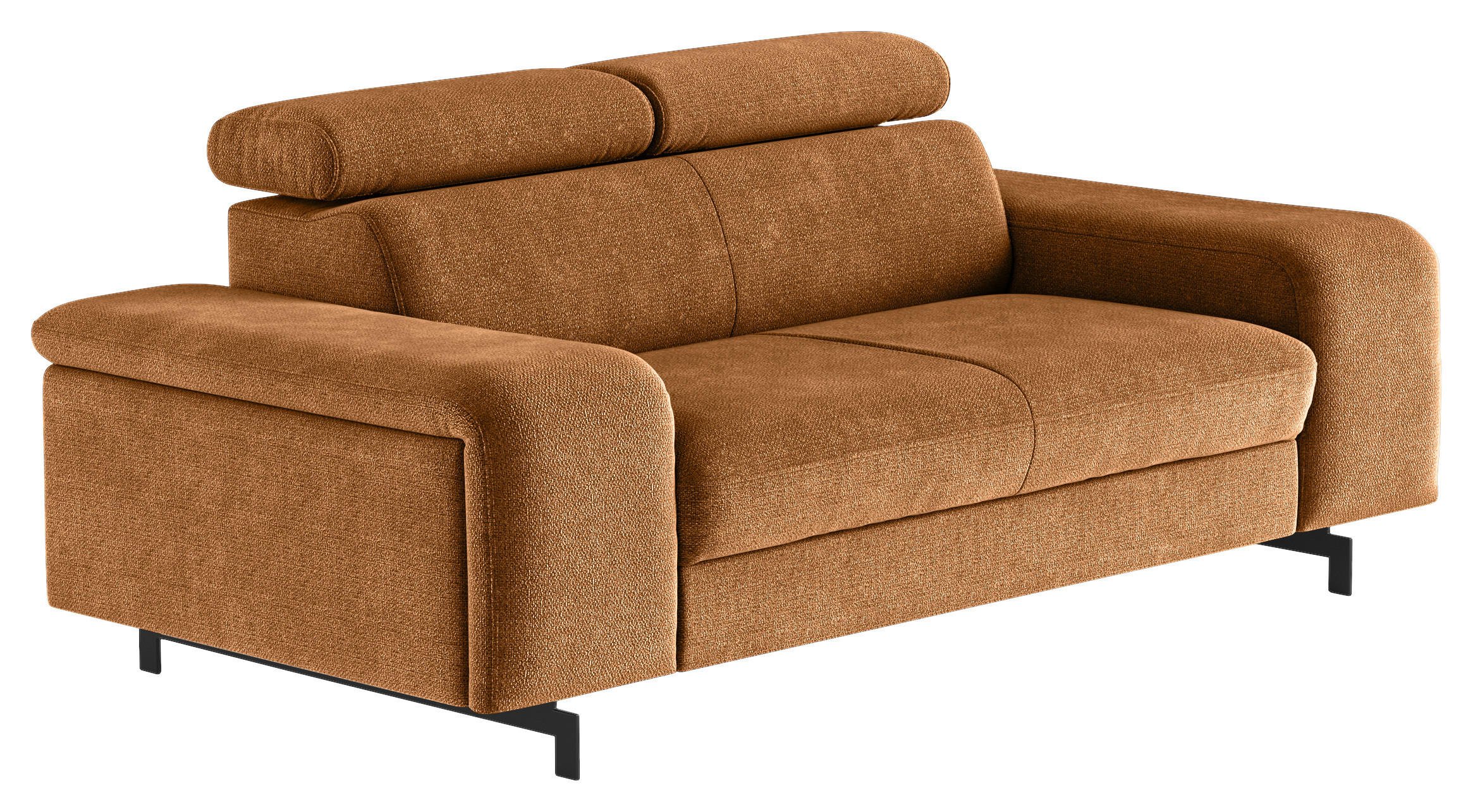 2-SITZER-SOFA Chenille Cognac  - Cognac/Schwarz, Textil/Metall (198/81/100cm) - MID.YOU