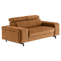 2-SITZER-SOFA Chenille Cognac  - Cognac/Schwarz, Textil/Metall (198/81/100cm) - MID.YOU