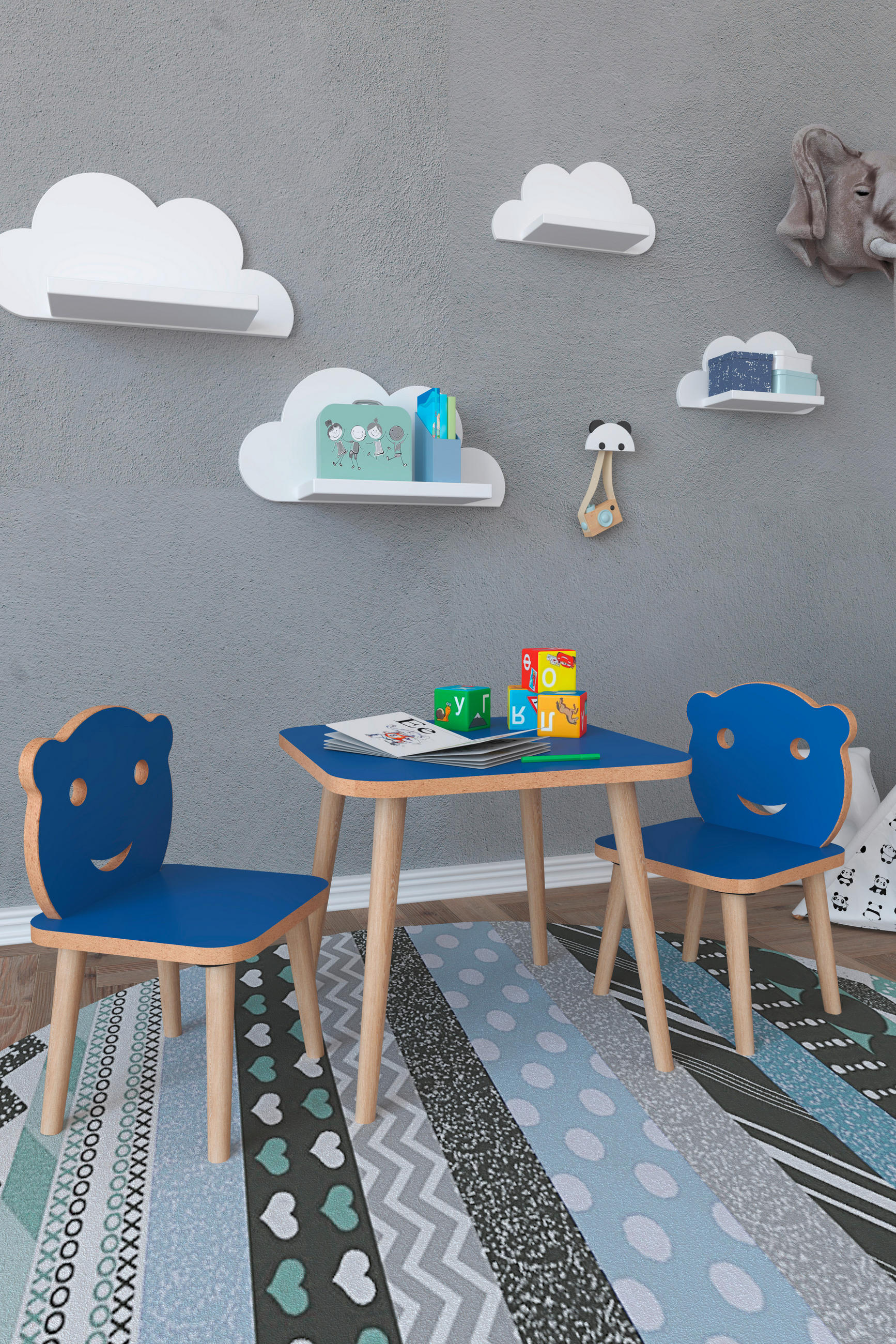 KINDERSITZGRUPPE Blau  - Blau, MODERN, Holzwerkstoff - MID.YOU