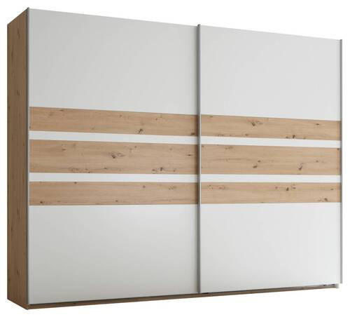 SCHWEBETÜRENSCHRANK 270/210/60 cm 2-türig Weiß, Eiche Artisan  - Alufarben/Weiß, MODERN, Holzwerkstoff/Metall (270/210/60cm) - Livetastic