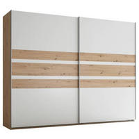 OMARA Z DRSNIMI VRATI, bela, hrast artisan  - bela/barve aluminija, Moderno, kovina/leseni material (270/210/60cm) - Livetastic