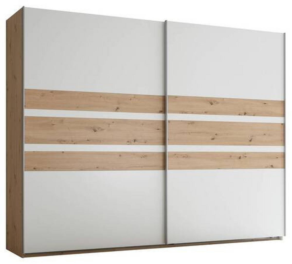 OMARA Z DRSNIMI VRATI, bela, hrast artisan  - bela/barve aluminija, Moderno, kovina/leseni material (270/210/60cm) - Livetastic