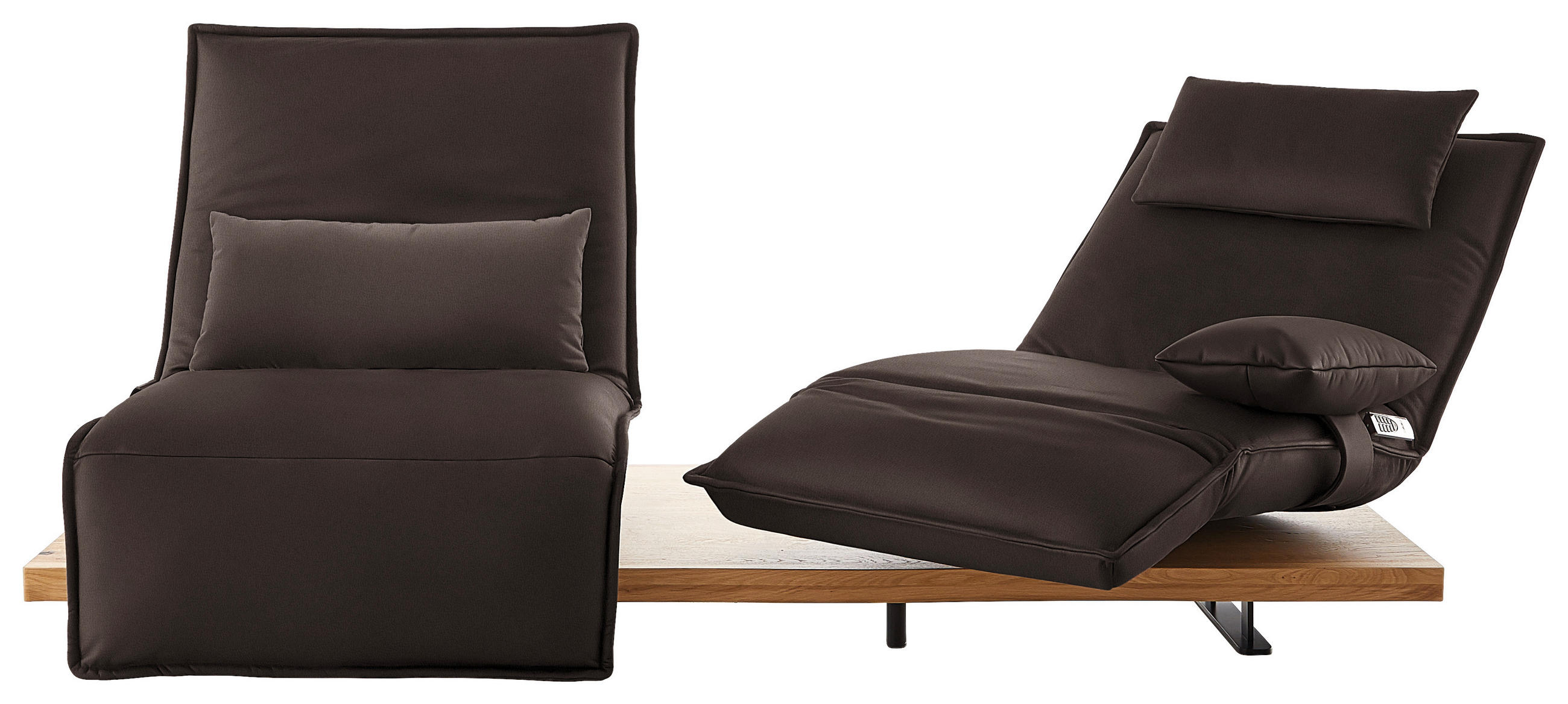 2-SITZER-SOFA in Leder Braun  - Eichefarben/Schwarz, Natur, Leder/Holz (240/63/115cm) - Koinor