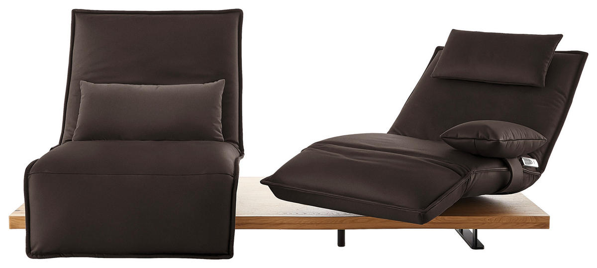 2-SITZER-SOFA in Leder Braun  - Eichefarben/Schwarz, Natur, Leder/Holz (240/63/115cm) - Koinor
