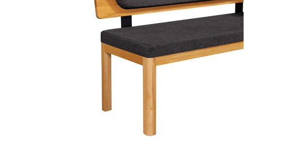ECKBANK 171/248 cm Webstoff Schwarz, Eichefarben Eiche vollmassiv - Eichefarben/Schwarz, KONVENTIONELL, Holz/Textil (171/248cm) - Linea Natura