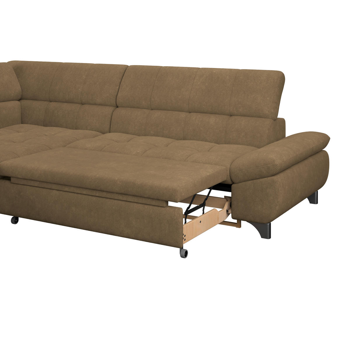 ECKSOFA Braun Chenille  - Chromfarben/Braun, KONVENTIONELL, Textil/Metall (234/312cm) - Livetastic