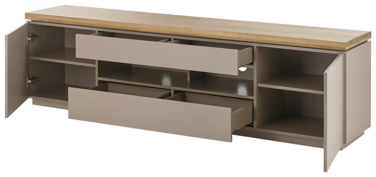 LOWBOARD Palamos  in 200/57/40 cm  - Naturfarben/Grau, Basics, Holz/Holzwerkstoff (200/57/40cm)