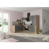 ECKKÜCHE 200/270 cm  in Anthrazit, Eichefarben  - Edelstahlfarben/Eichefarben, Basics, Holzwerkstoff/Metall (200/270cm) - Optifit