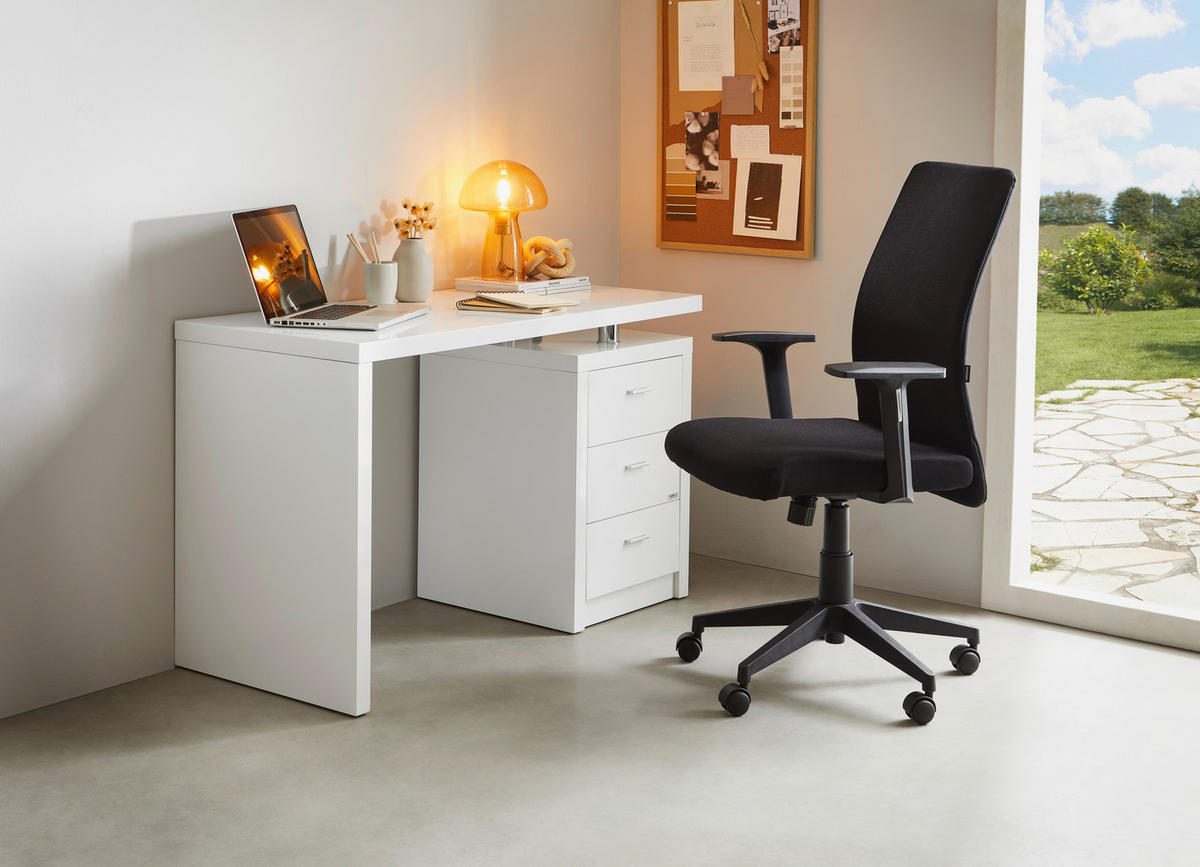 SCHREIBTISCH 120/55/75 cm  in Weiss, Chromfarben  - Chromfarben/Weiss, Design, Holzwerkstoff/Metall (120/55/75cm) - Hom`in