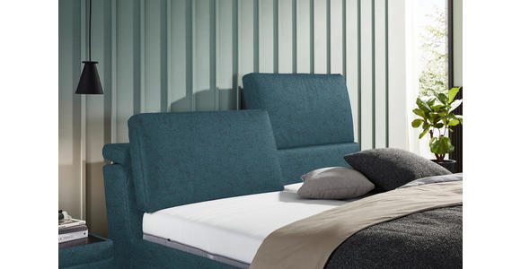 POLSTERBETT Matratze, Lattenrost Blau 160/200 cm  - Hellbraun/Blau, Design, Holz/Textil (160/200cm) - Johann Jakob