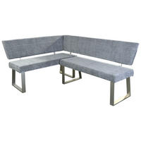 ECKBANK 142,5/187 cm Webstoff Hellgrau   - Hellgrau/Nickelfarben, MODERN, Textil/Metall (142,5/187cm) - MID.YOU