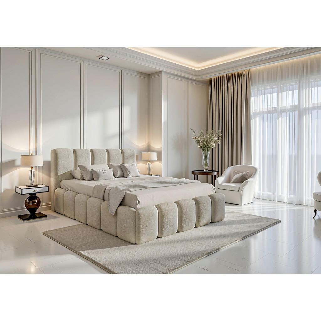 Polsterbett Mit Bettkasten 140x200 Cm Artamide Sandfarben