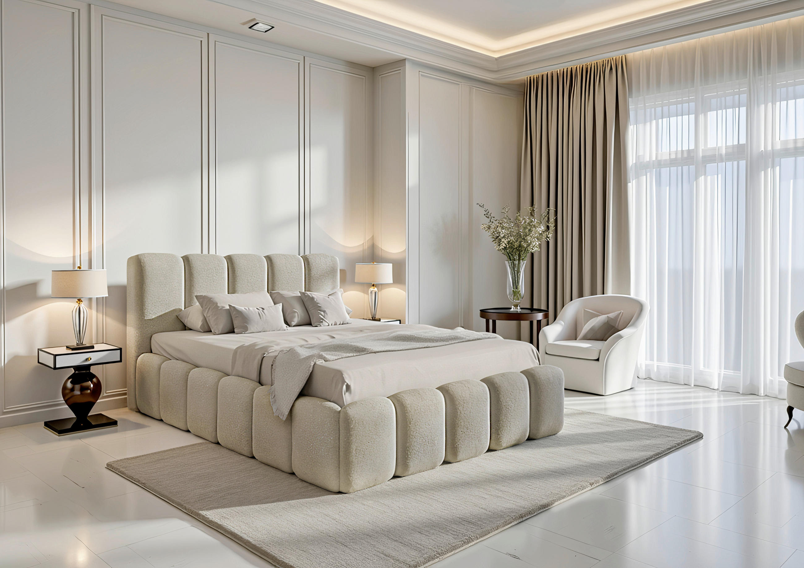 Polsterbett mit Bettkasten 160x200 Artamide Sandfarben