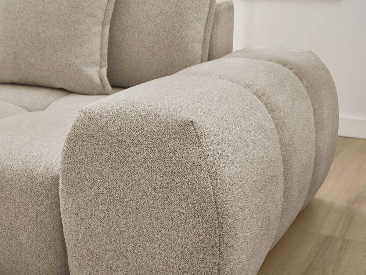 ECKSCHLAFSOFA EVEREST  mit Rücken echt, Armteil links, Armteil rechts Flachgewebe Taupe  - Taupe/Schwarz, MODERN, Kunststoff/Textil (180/318cm) - Livetastic