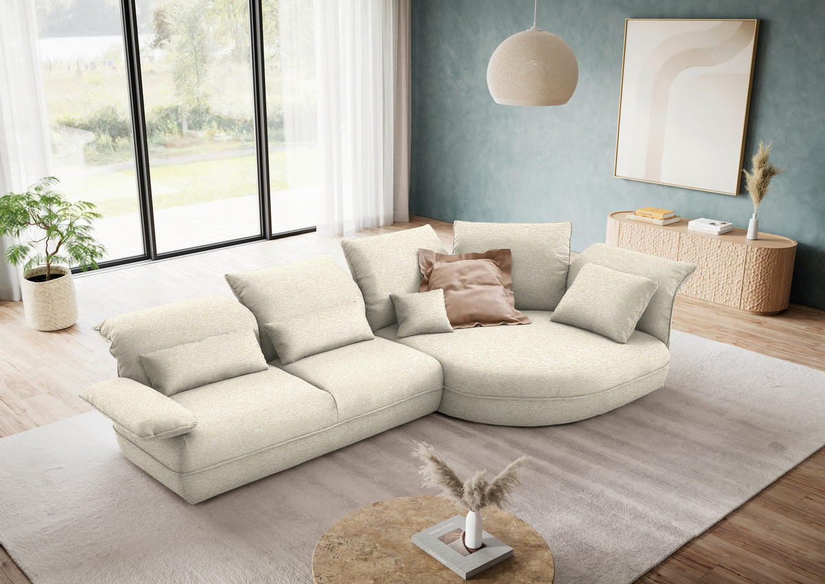 ECKSOFA Chenille Beige  - Beige/Schwarz, Design, Kunststoff/Textil (343/154cm) - Koinor