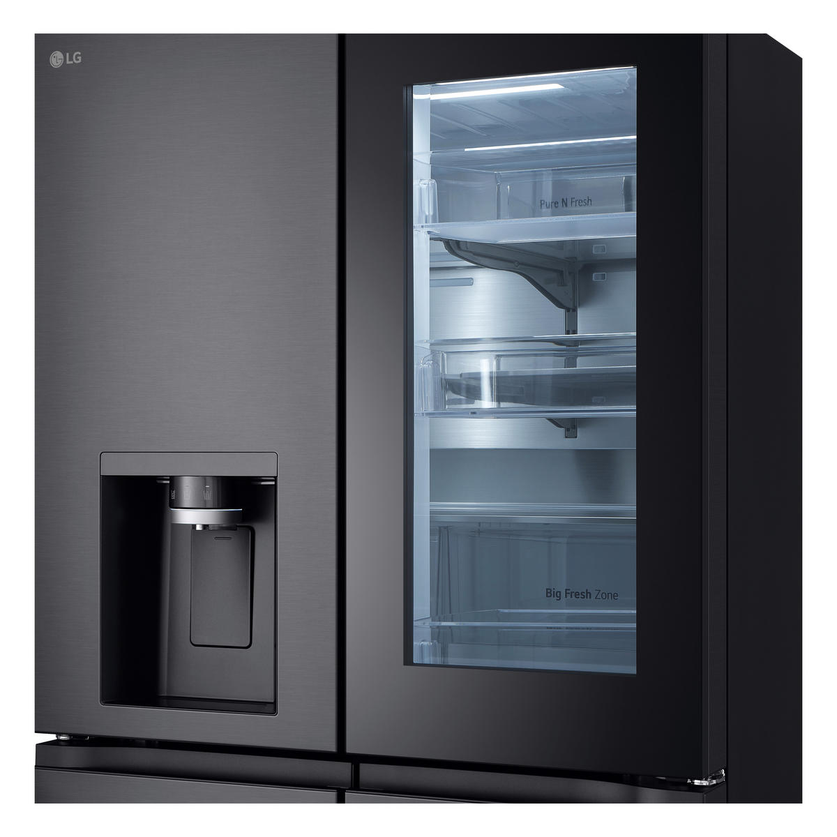 SIDE-BY-SIDE 91,4/179,2/72,9 cm GMG960EVJE  - Schwarz, Basics, Glas/Kunststoff (91,4/179,2/72,9cm) - LG