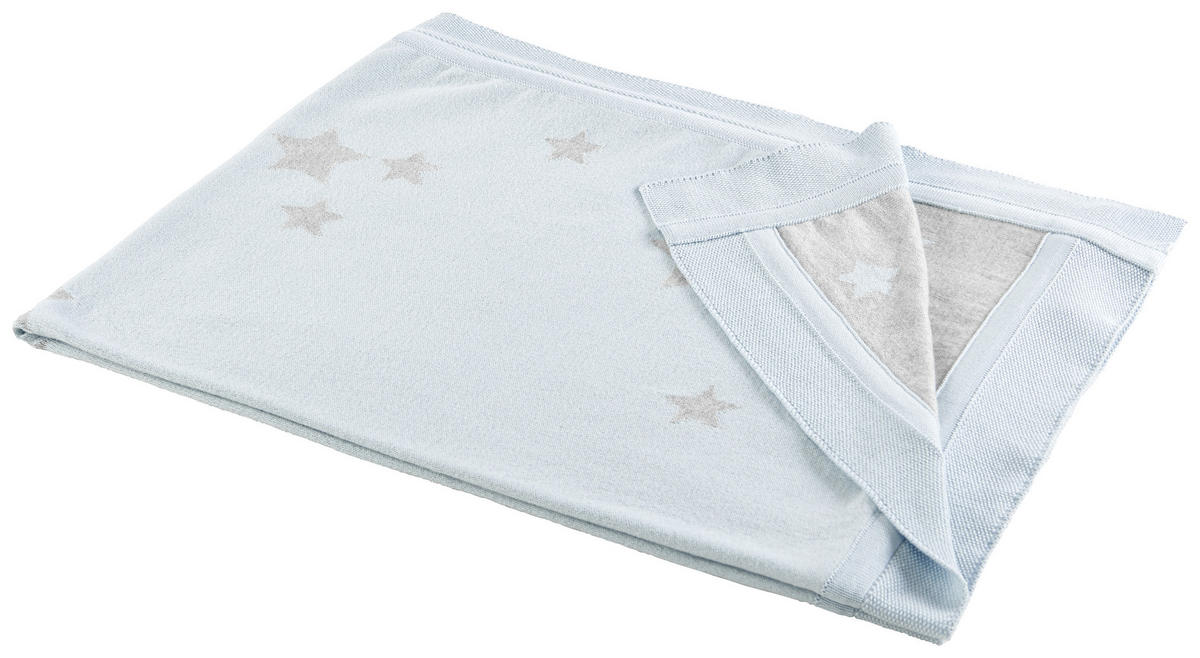 SCHMUSEDECKE Sterne  80/100 cm  - Grau/Hellblau, Design, Textil (80/100cm) - Patinio