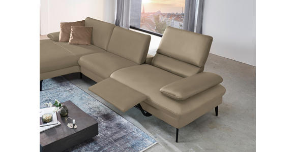 ECKSOFA in Echtleder Hellbraun 157/325 cm - Hellbraun/Schwarz, Design, Leder/Metall (157/325cm) - Dieter Knoll