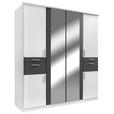 KLEIDERSCHRANK  in Graphitfarben, Weiß  - Alufarben/Graphitfarben, KONVENTIONELL, Glas/Holzwerkstoff (180/198/58cm) - Carryhome