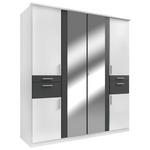 KLEIDERSCHRANK  in Graphitfarben, Weiß  - Alufarben/Graphitfarben, KONVENTIONELL, Glas/Holzwerkstoff (180/198/58cm) - Carryhome