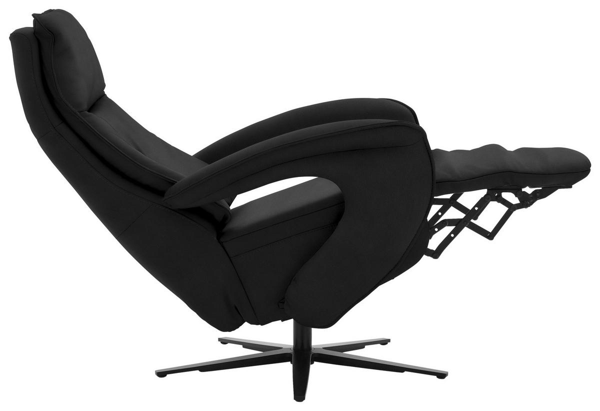 RELAXSESSEL in Leder Schwarz  - Schwarz, Design, Leder/Metall (77/110/87cm) - Valdera