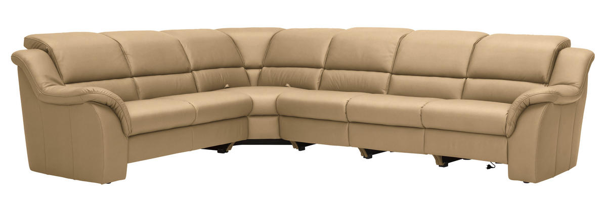 ECKSOFA  in Echtleder Beige  260/324 cm  - Beige/Schwarz, KONVENTIONELL, Leder/Kunststoff (260/324cm) - Cantus