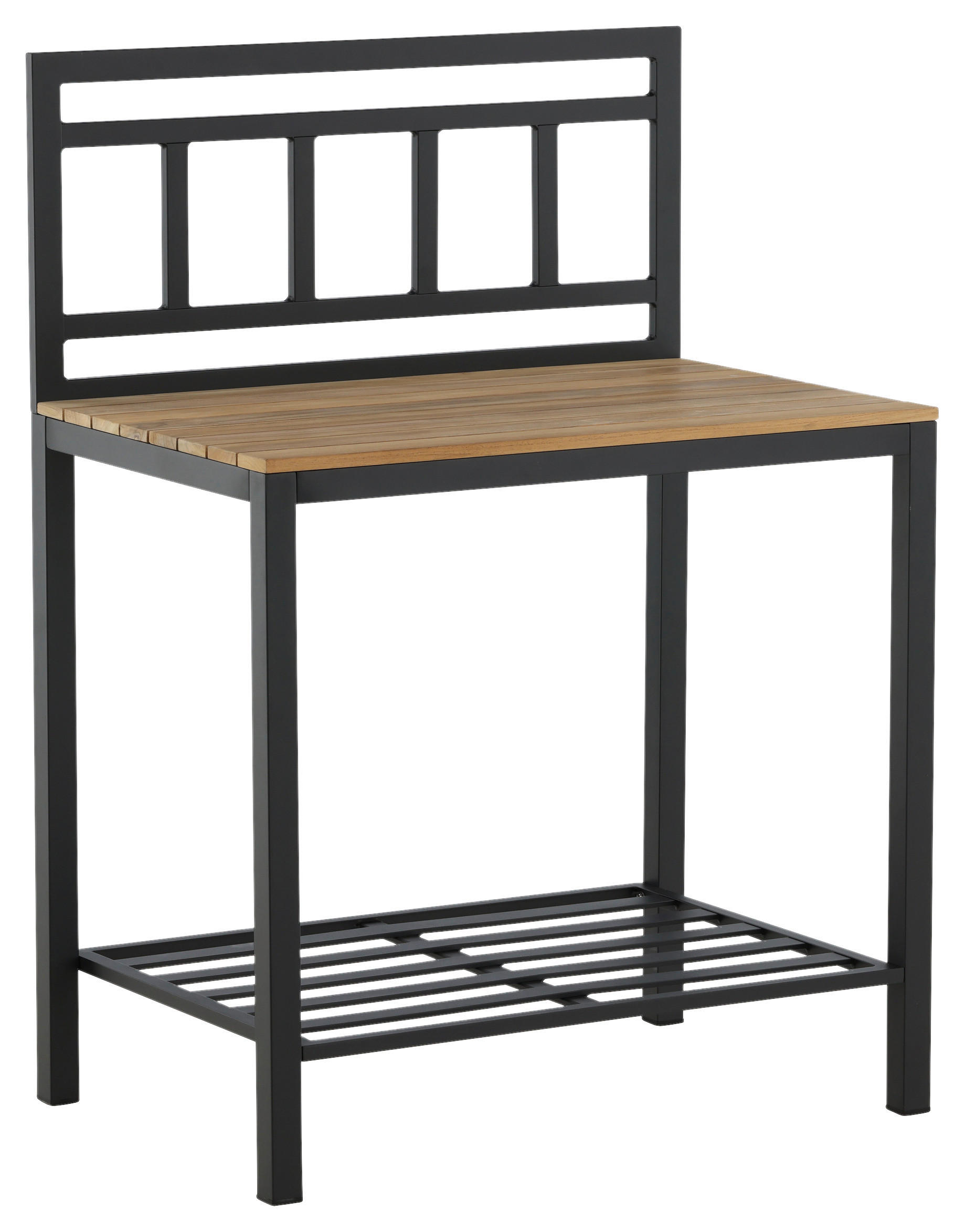 Gardenson Outdoorküche Schwarz, Teak 90x127x60 cm