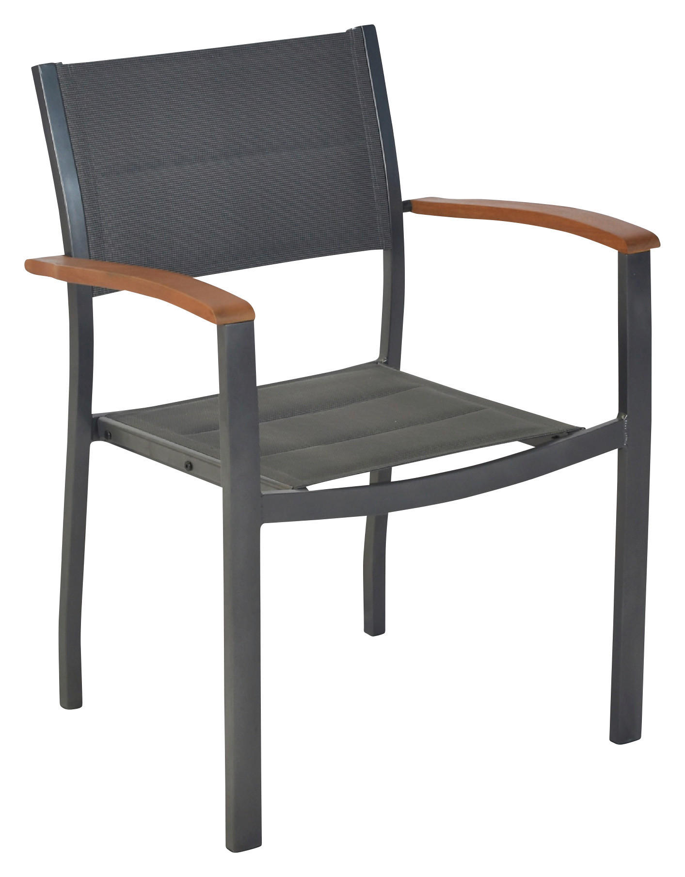 STAPELSESSEL Akazie Aluminium Graphitfarben, Grau, Naturfarben  - Graphitfarben/Naturfarben, MODERN, Holz/Kunststoff (63/84/54,5cm) - Gardenson