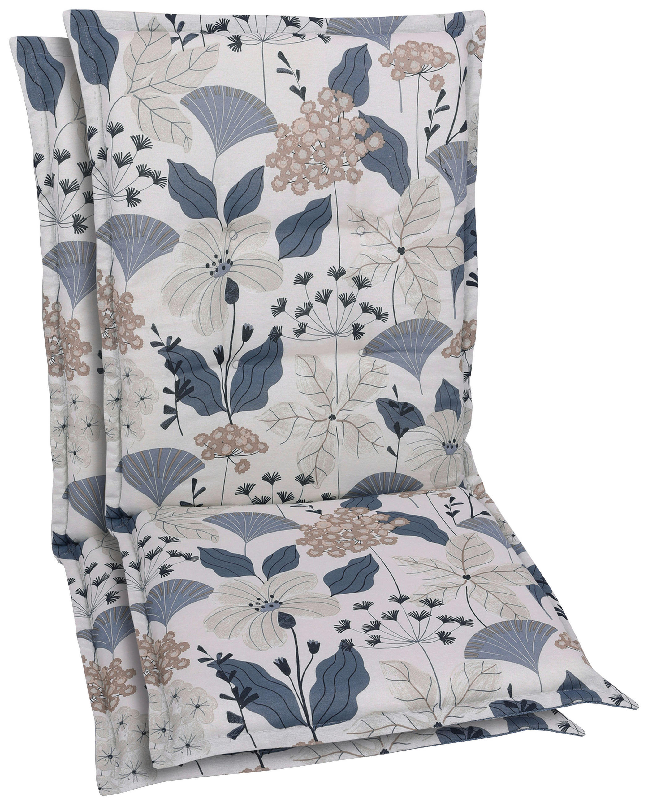 SESSELAUFLAGENSET Floral  - Blau/Beige, Design, Textil (50/6/108cm)