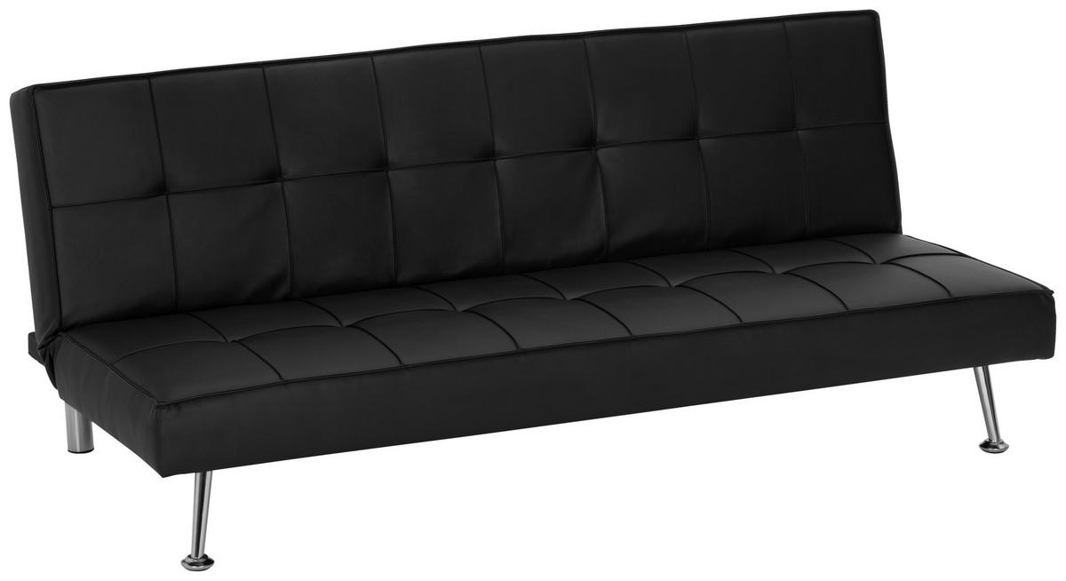 SCHLAFSOFA in Textil Schwarz  - Silberfarben/Schwarz, Basics, Textil/Metall (179/74/91cm) - P & B