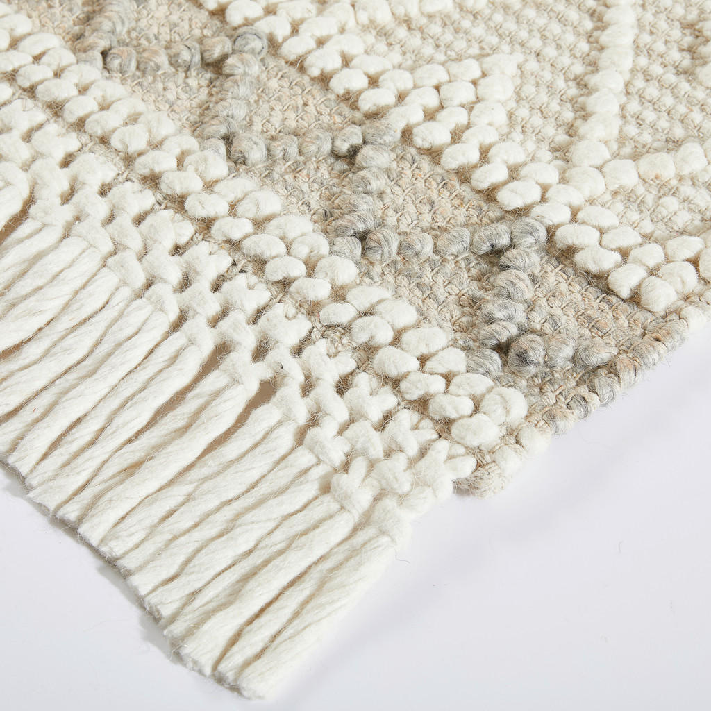 Thumbnail - Linea Natura Handwebteppich Sylt, Silber, Beige, Textil, Boho, rechteckig, 160x230 cm, pflegeleicht, Teppiche & Böden, T...