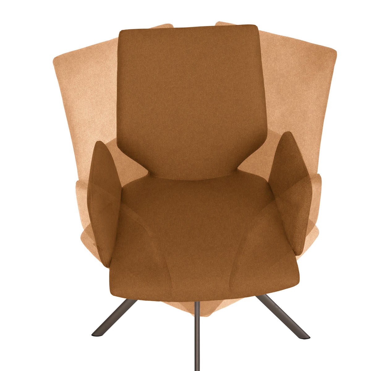 ARMLEHNSTUHL  Lederauswahl, Stoffauswahl, Typenauswahl, inklusive Armlehnen Mikrofaser  - Hellbraun/Braun, Design, Textil/Metall (57/92/63cm) - Venjakob