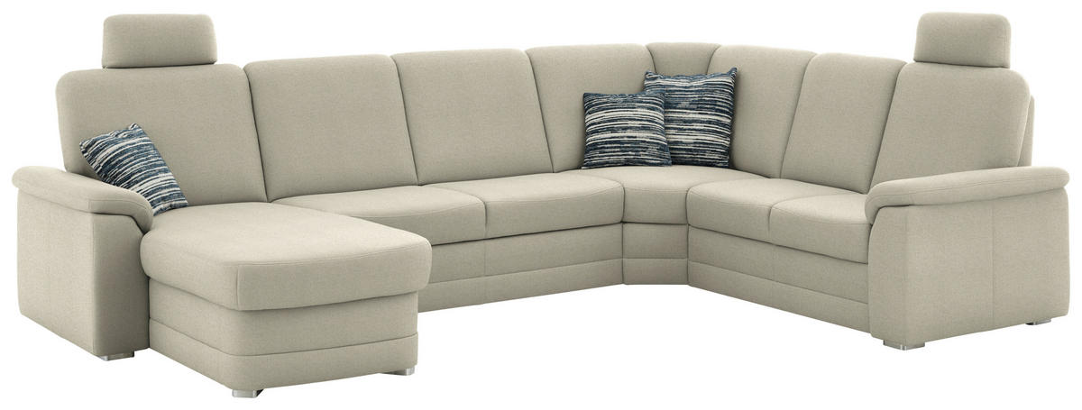 WOHNLANDSCHAFT  in Chenille Silberfarben  - Silberfarben/Alufarben, KONVENTIONELL, Holz/Textil (160/329/235cm) - Beldomo Comfort