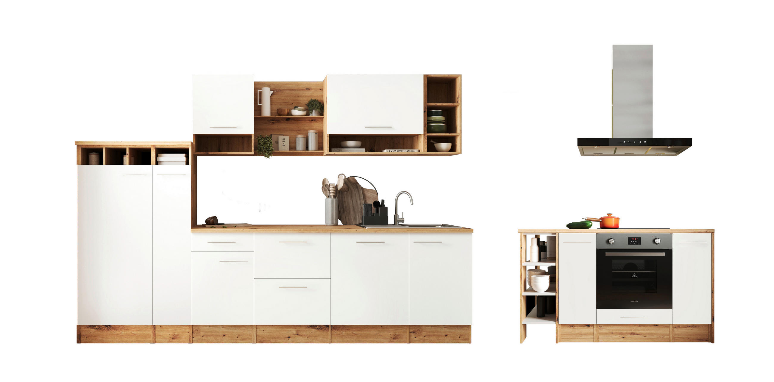 MODULKÖK 310-150 cm   i vit  - vit/skogsek, Design, metall/trämaterial (310-150cm) - Respekta
