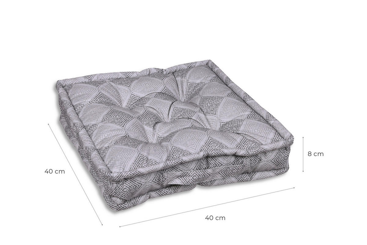 GARTENSITZKISSENSET in Grau Raute  - Grau, Basics, Textil (40/8/40cm)