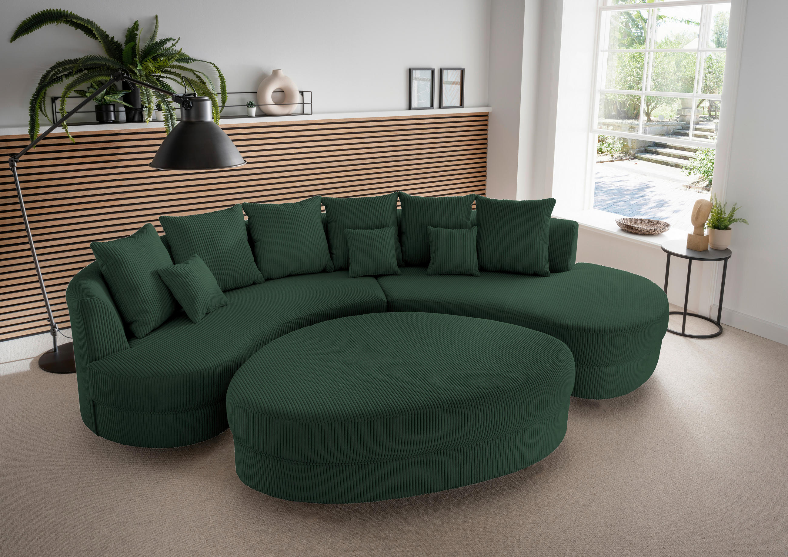 SEDACÍ SOUPRAVA, textil, tmavě zelená - černá/tmavě zelená, Design, textil/plast (300/160cm) - Livetastic