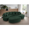 Wohnlandschaft inkl. Hocker Dunkelgrün Cord  - Dunkelgrün/Schwarz, Design, Kunststoff/Textil (300/160cm) - Livetastic