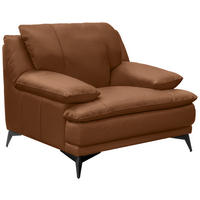 SESSEL in Echtleder Cognac  - Cognac/Schwarz, Design, Leder/Metall (115/92/98cm) - Novel