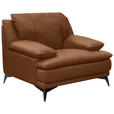 SESSEL in Echtleder Cognac  - Cognac/Schwarz, Design, Leder/Metall (115/92/98cm) - Novel