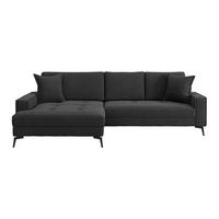 ECKSOFA ZERO Schwarz Cord Zierkissen, Rückenkissen  - Schwarz, Trend, Textil/Metall (173/286cm) - Livetastic