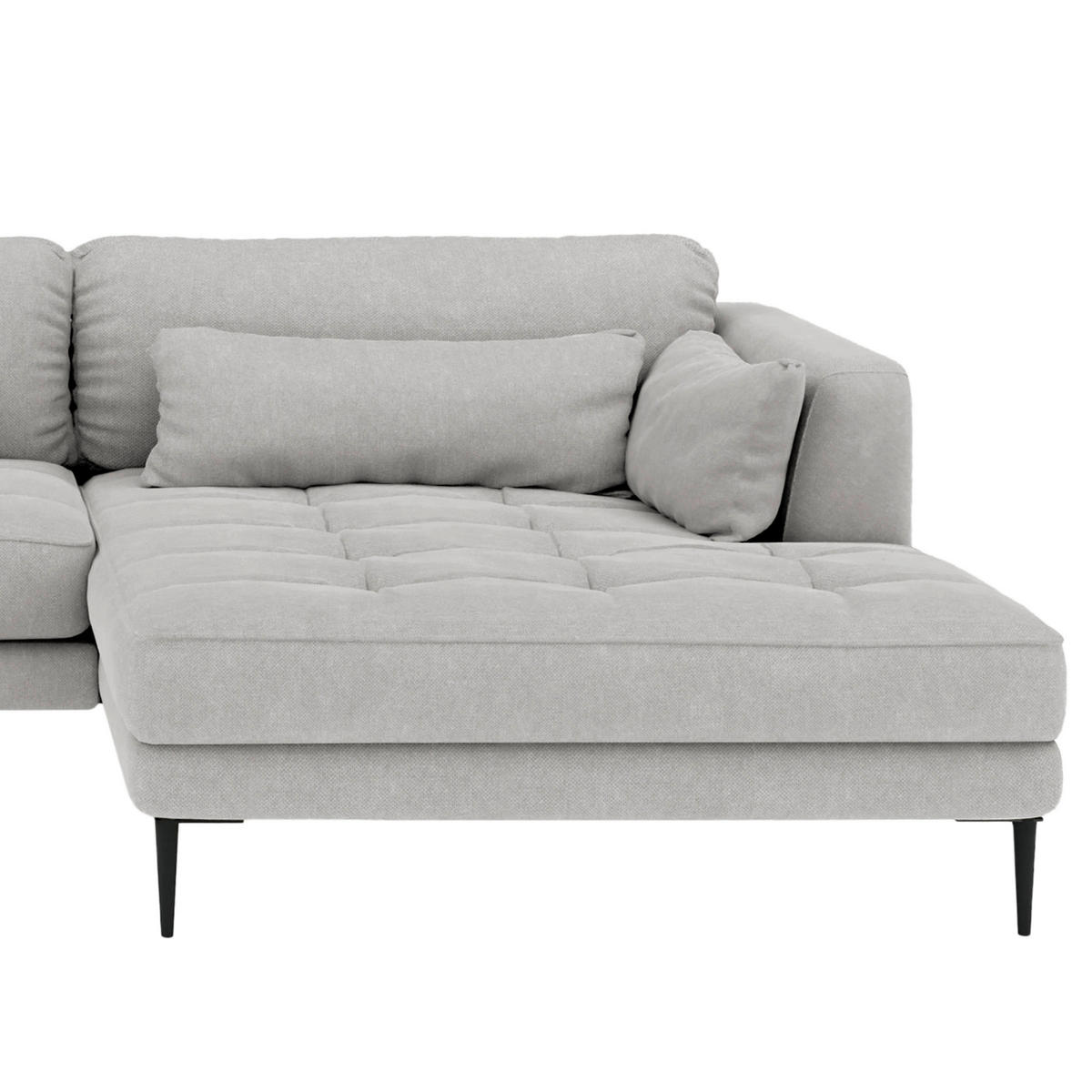 ECKSOFA Grau Struktur  - Schwarz/Grau, Design, Textil/Metall (168/275cm) - home24