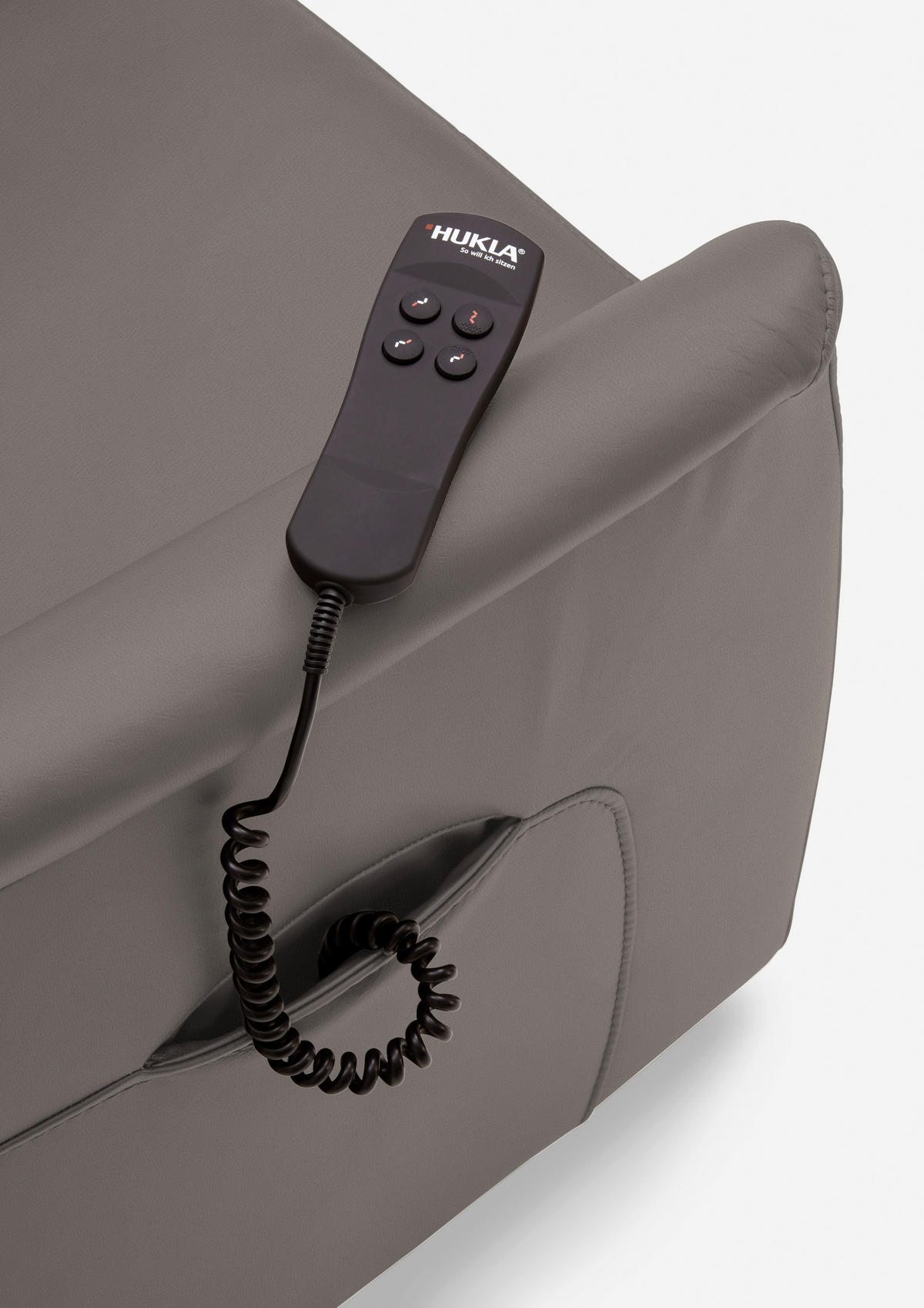 FERNSEHSESSEL Valdera  mit Relaxfunktion, Aufstehhilfe, Rücken echt Echtleder Hellgrau  - Hellgrau/Schwarz, KONVENTIONELL, Leder/Kunststoff (70/107/88cm) - Livetastic