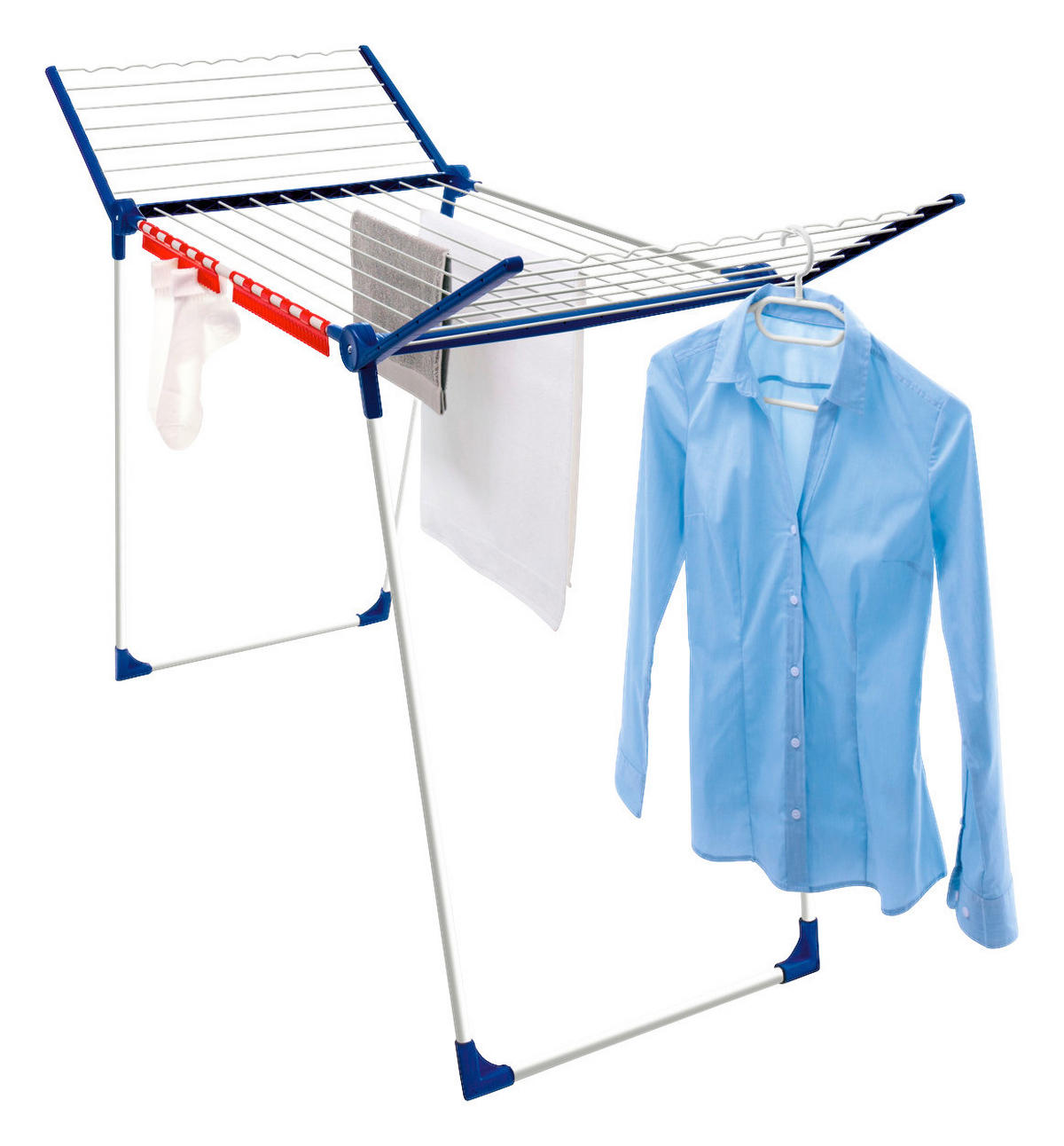 STANDTROCKNER PEGASUS 200 SOLID 167/66,5/87 cm  - Blau/Weiss, Basics, Metall (167/66,5/87cm) - Leifheit