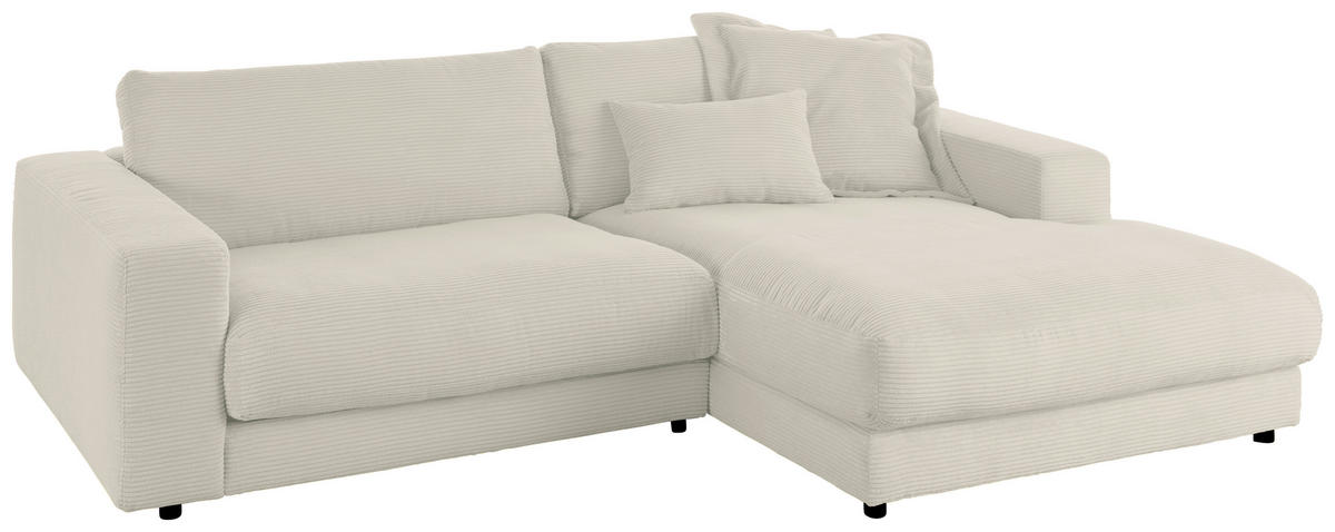 ECKSOFA in Cord Naturfarben  - Schwarz/Naturfarben, Design, Kunststoff/Textil (270/190cm) - Lomoco