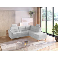 ECKSOFA PALMERA V Silberfarben Flachgewebe Kopfstütze  - Eichefarben/Silberfarben, KONVENTIONELL, Holz/Textil (236/212cm) - Sit & More