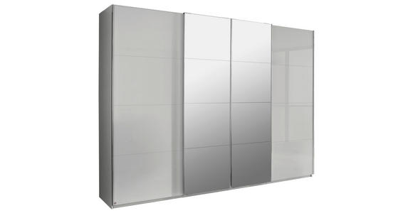 SCHWEBETÜRENSCHRANK in Seidengrau - Chromfarben/Seidengrau, Design, Glas/Holzwerkstoff (271/223/68cm) - Novel