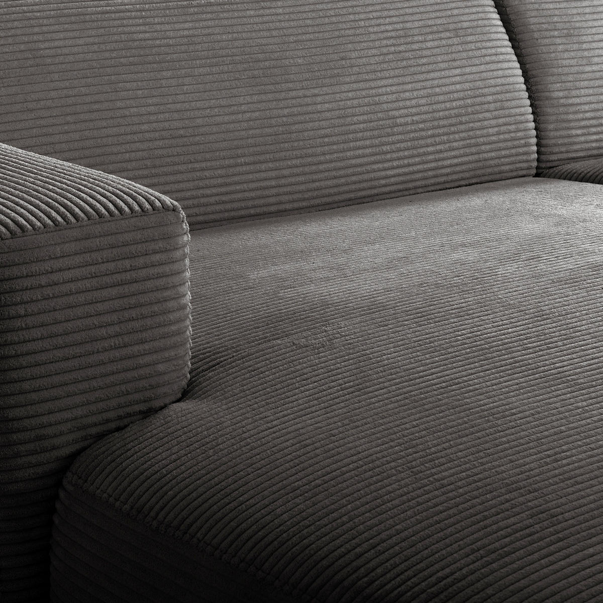 ECKSOFA RENO Grau Cord Relaxfunktion, Kopfteilverstellung  - Schwarz/Grau, Design, Kunststoff/Textil (184/248cm) - Livetastic